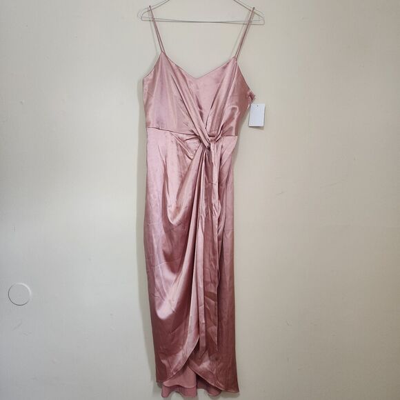 After Six Start Charmeuse Draped Midi Dress Desert Rose‎ Size 8-R - Picture 1 of 10